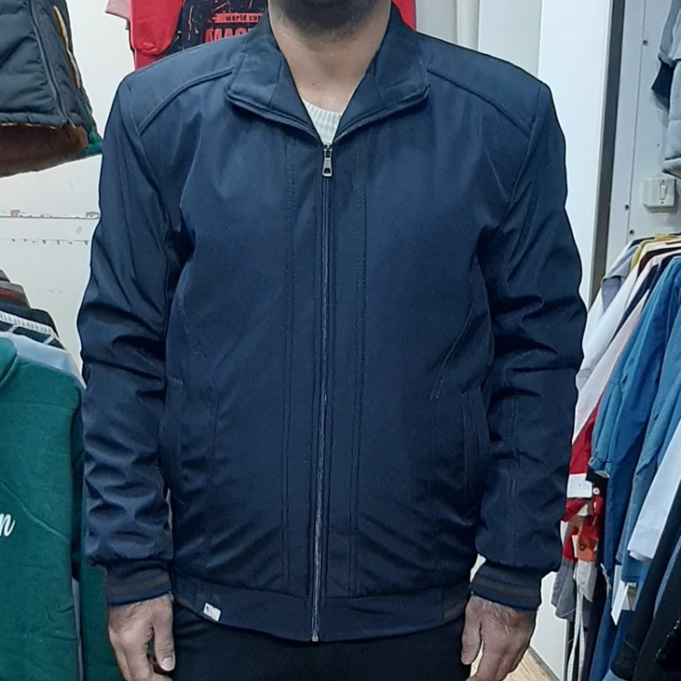 کاپشن مردانه مدل کتی جنس پارچه غواصی داخل پشم و شیشه رنگ بندی سرمه ای مشکی سایز L 2XL 3XL