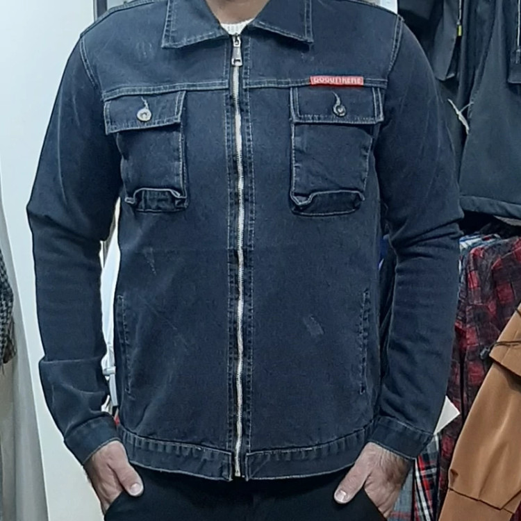 کت لی مردانه زیپ دار رنگ ذغالی و آبی تیره سایز بندی L XL 2XL 3XL