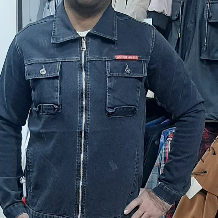 کت لی مردانه زیپ دار رنگ ذغالی و آبی تیره سایز بندی L XL 2XL 3XL