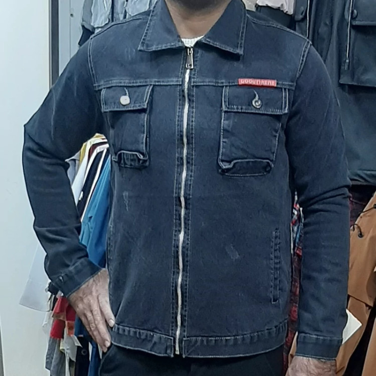 کت لی مردانه زیپ دار رنگ ذغالی و آبی تیره سایز بندی L XL 2XL 3XL