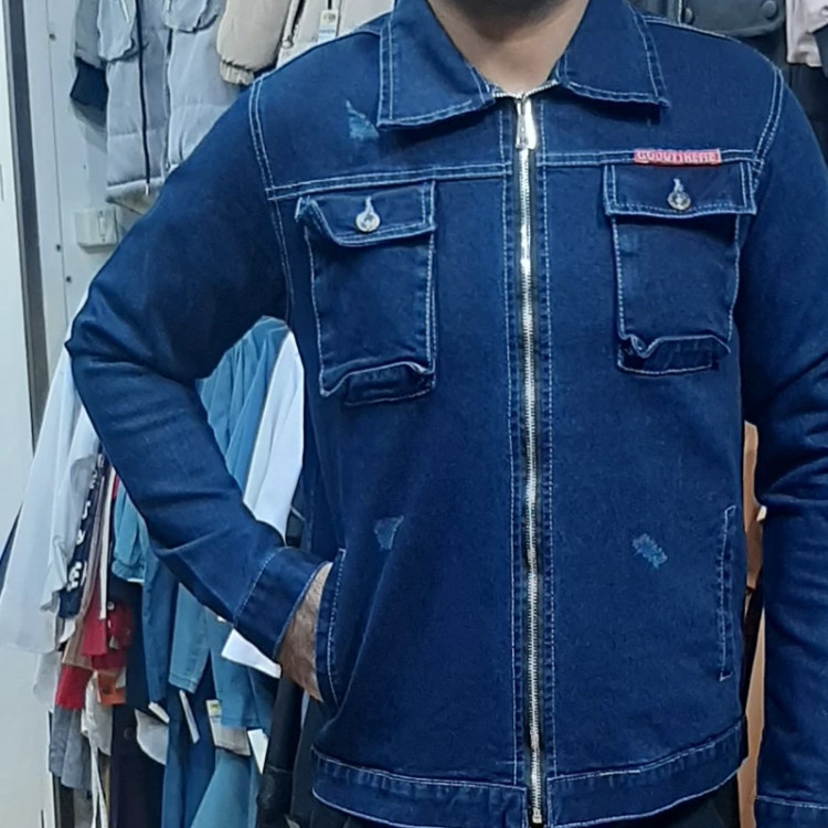 کت لی مردانه زیپ دار رنگ ذغالی و آبی تیره سایز بندی L XL 2XL 3XL