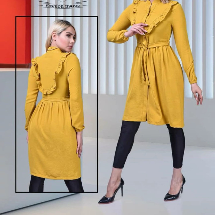 مانتو مدل عروسکی عیدانه رنگ قرمز و خردلی موجوده