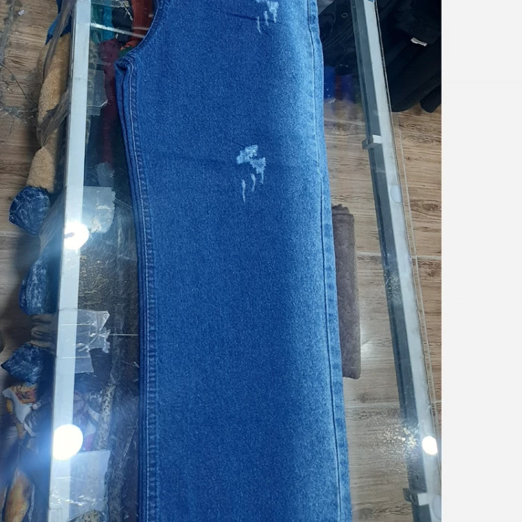 شلوار لی بگ آبی وسط کار ترک و با ضمانت